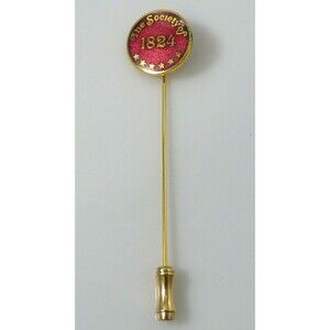Ben Silver Stick Pin Society of 1824 Charleston SC Gold Tone Red Enamel Vintage